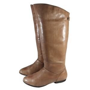 ALDO! COGNAC BROWN GENUINE LEATHER ULTRA LOW HEEL WEATHERED ZIP BOOTS! SZ 8M